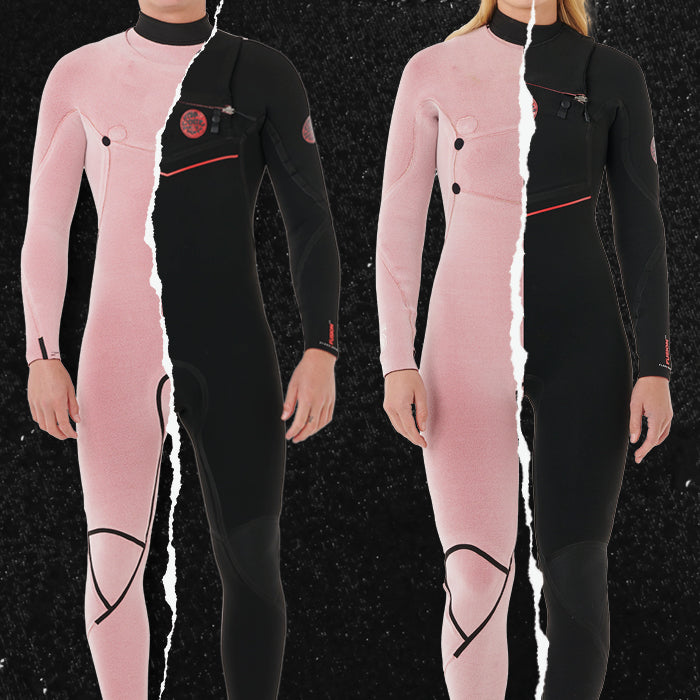 Pink and black wetsuit on a black background