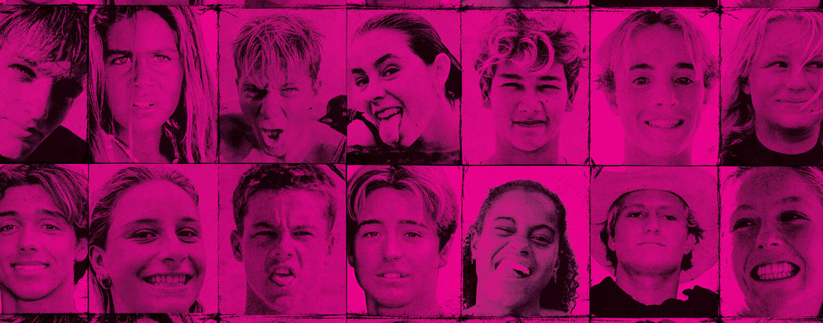 Pink grid of young Rip Curl athletes