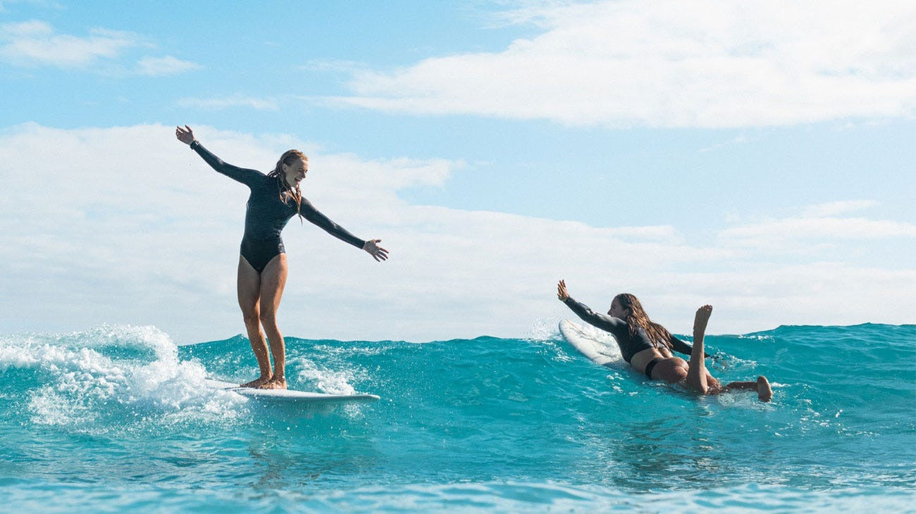 Two people surfing in WA