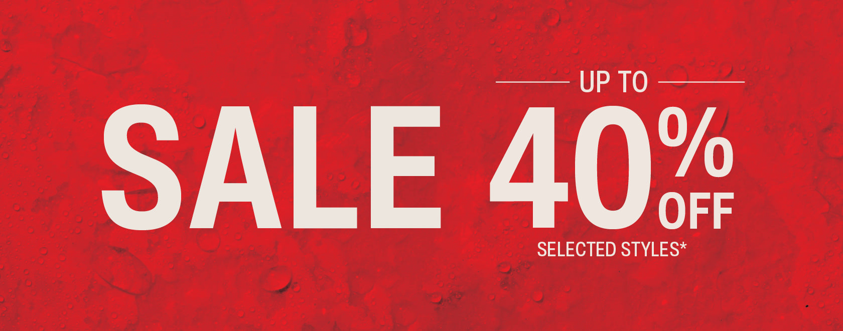 Red sale banner with 'Up to 40% Off' text on a red background